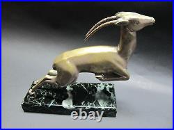 MARCEL-ANDRE BOURAINE (French) Art Deco Bronze Gazelle Bookends c. 1920 antique