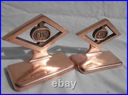 MCM Art Deco Cast Diamond Copper Plated Bookends SB4