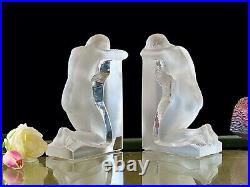 MINT Lalique Reverie Bookends #11850 French Crystal Signed Retail $4300