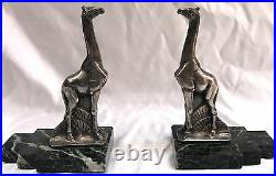 Magnificent Pair Of French Art Deco Bronze Marble Bookends By Maurice Frecourt
