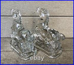 New Martinsville Glass Company Art Deco Horse Head Up Figures/Bookends