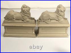New York Public Library Lion Bookends Alva Museum Replicas Vintage AMR 1965 USA