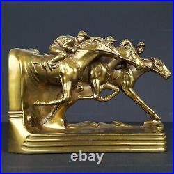 Nice Antique Art Deco Jenning Brothers JB-809 1920's Bronze Horse Race Bookend