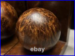 Nice Vintage Art Deco Burl Wood Sphere Ball Bookends 4 tall
