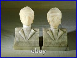 Old Hand Carved Marble Bookends Dante Alighieri Grand Tour Sculptures Statues
