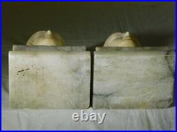 Old Hand Carved Marble Bookends Dante Alighieri Grand Tour Sculptures Statues