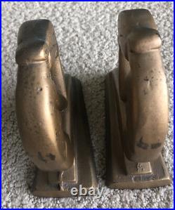 PAIR ANTIQUE ART DECO 40's GILT 30's CAST IRON PRAYING WOMAN NUDE GIRL BOOKENDS