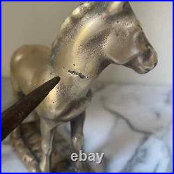 PAIR Rare Antique Brass Bookends Littco or Hubley Horse Foal Figurines Doorstops
