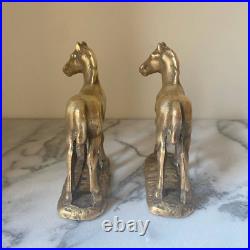 PAIR Rare Antique Brass Bookends Littco or Hubley Horse Foal Figurines Doorstops