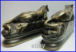 PANTHER Art Deco Bookends BARYE K&O Co Decorative Arts Figural Big Cat Book Ends