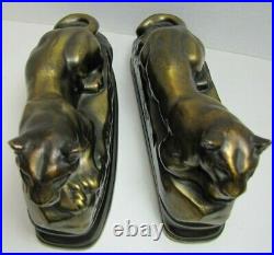 PANTHER Art Deco Bookends BARYE K&O Co Decorative Arts Figural Big Cat Book Ends
