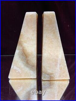 PR. VTG. Alabaster Art Deco Bookends Hand Carved Rock Marble Stone Bookends