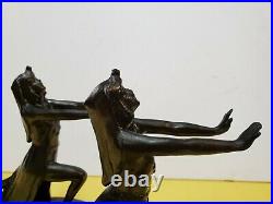 Pair 1920's Era Art Deco Egyptian Style Bronze Figural Bookends