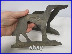 Pair Antique 1929 Connecticut Foundry Art Deco Bronze Russian Wolfhound Bookends