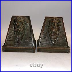 Pair Antique Bronze Figural Bookends 6 Tall