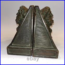 Pair Antique Bronze Figural Bookends 6 Tall