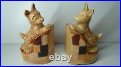 Pair Beswick Pottery Scottie Dog Bookends #87 Art Deco Statues