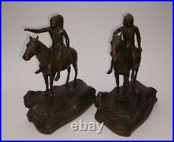 Pair Jennings Brothers JB American Indian Chief on Horseback Bookends