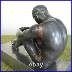 Pair Male Nude Olympiad Athlete Bookends By Ronson Metal Art Goods, 1927