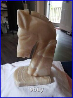 Pair Of Art Deco Style Marble Horsehead Bookends