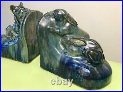 Pair Of Bookends Sandstone Flame Of Rambervillers Signed Alphonse Citere