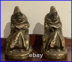 Pair Of Bronze Vintage Bookends Reading Monks By Armour Bronze Company