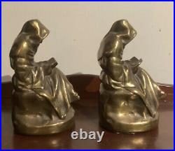 Pair Of Bronze Vintage Bookends Reading Monks By Armour Bronze Company