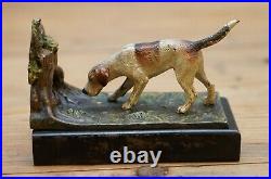 Pair Of Circa 1920 Austrian Vienna Cold Painted Bronze Bookends Hound & Foxes