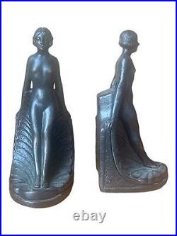 Pair Of Nude Beauty Vintage Bookends Art Deco Design Lady Decorative Art Statues
