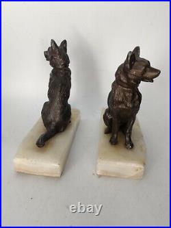 Pair Of antique Alsatian Or Shepherd Dog Bookends