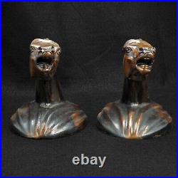 Pair of Art Deco Neighing Horse Head Bookends Circa 1930