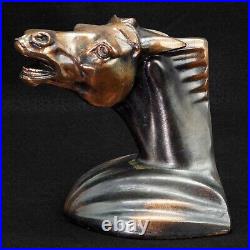 Pair of Art Deco Neighing Horse Head Bookends Circa 1930