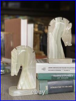 Pair of Art Deco Style Onyx Horses Heads Bookends