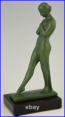 Pair of Art Deco bookends standing nudes with drape Fayral, Pierre Le Faguays