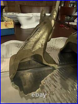 Pair of Metal Brass HORSE Bookends Vintage Equestrian MCM