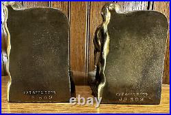 Pair of Vintage Antique Jenning Brothers JB-809 1928 Bronze Horse Racing Bookend