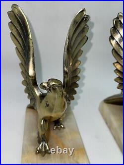Pair of Vintage Gilded Bronze Bookends Book Ends Eagles Art Deco