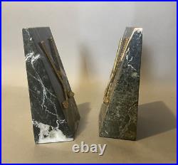 Pair of Vintage MCM Retro Art Deco Onyx or Marble Bookends with Golf Clubs
