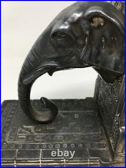 Paire de Serre Livre Art Déco Éléphants Orientaliste Bookends 1930 animalier