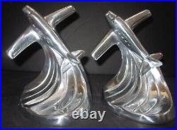 Piper Cub airplane bookends art deco in Polished Aluminum is pair USA Style 191