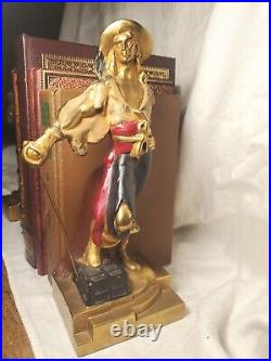 Pirate 1920's Bronze Painted Bookends Armor Bronze Taunton Mass Art Deco 10