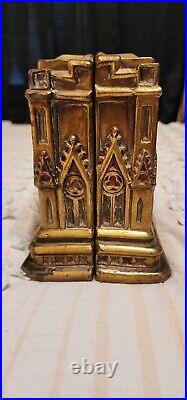 Plaster Art Nouveau Bookends Depicting Jesus and Mary at The Manger