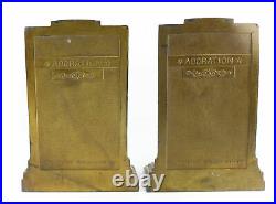 Pomieian Bronze Co. Gilt Bronze & Enamel Bookends titled,'Adoration' Art Deco
