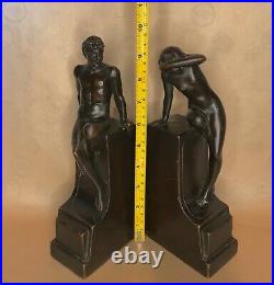 Pompeian Bronze Bookends Nude Figures Classic Art 1925