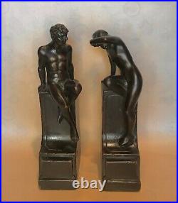 Pompeian Bronze Bookends Nude Figures Classic Art 1925