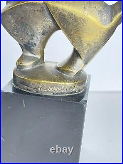 RARE Antique Brass Marble Bookends Terrier Dogs by E. Nikolsky France c. 1925