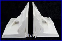 RARE Antique Roseville Pottery 168 Book Ends Bookends Solid White Tree Branch