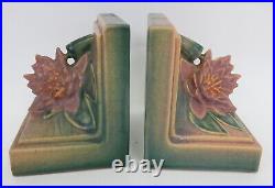 RARE Antique Roseville Pottery Water Lilly Pad 12 Book Ends Bookends