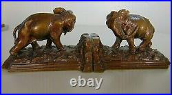 RARE PAIR of RONSON ART, METAL ELEPHANT BOOKENDS, c. 1930's