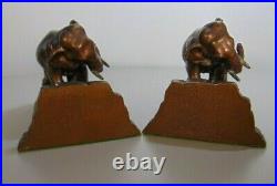 RARE PAIR of RONSON ART, METAL ELEPHANT BOOKENDS, c. 1930's